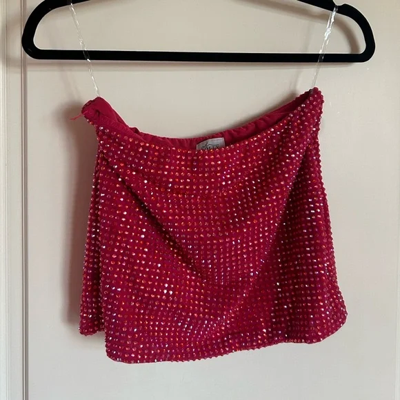 Oh Polly pink rhinestoned mini skirt - Picture 1 of 2